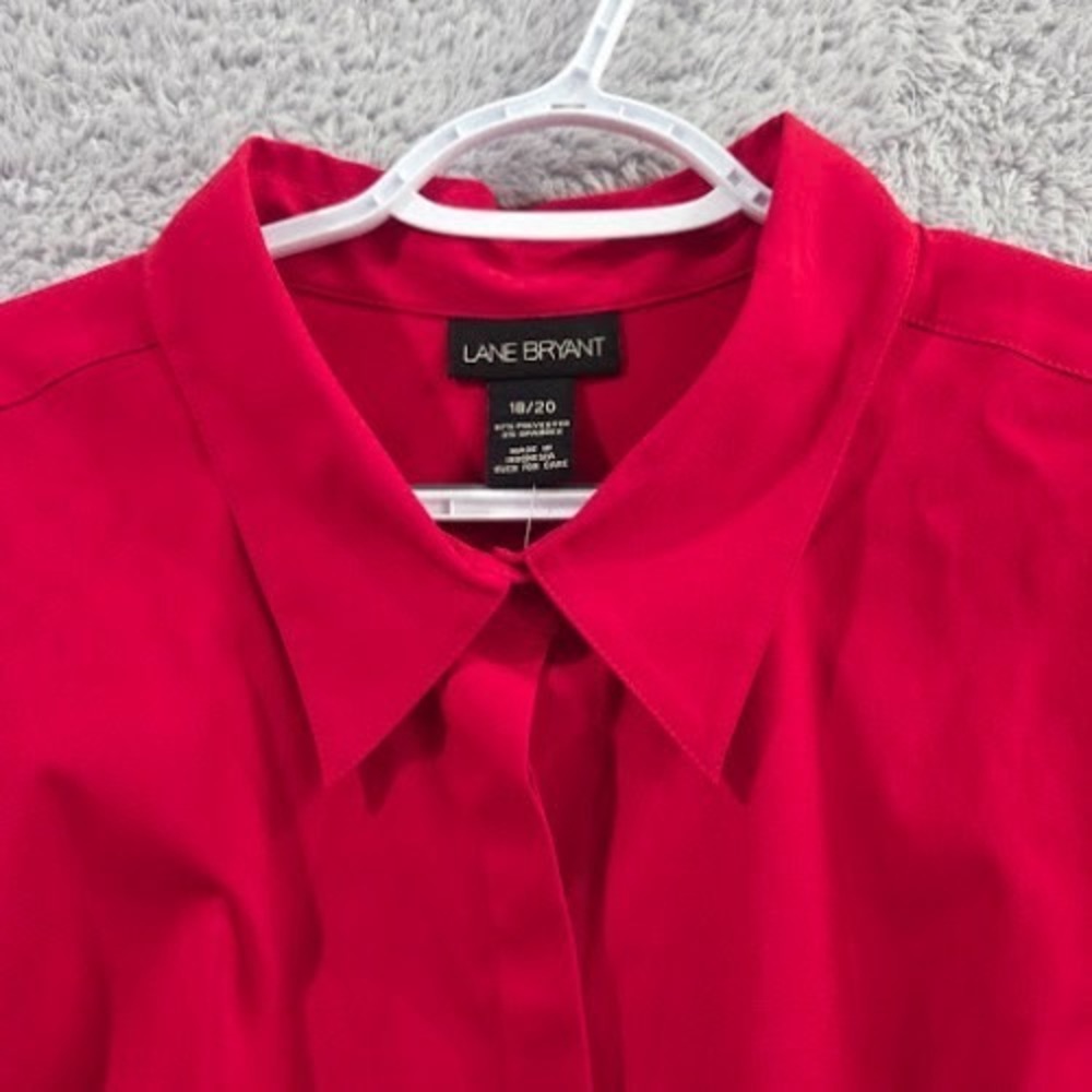 Lane Bryant Red Long Sleeve Button Down Blouse Size 18/20 Career Office NWT - Picture 2 of 10